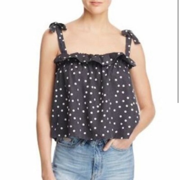DL1961 Premium Denim’Dennet’ Tie-Straps Polka-Dot Cropped Tank | Size S - Picture 4 of 10